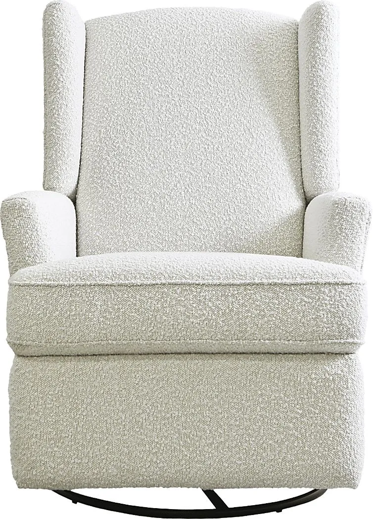 Nursery Alondria White Boucle Swivel Recliner