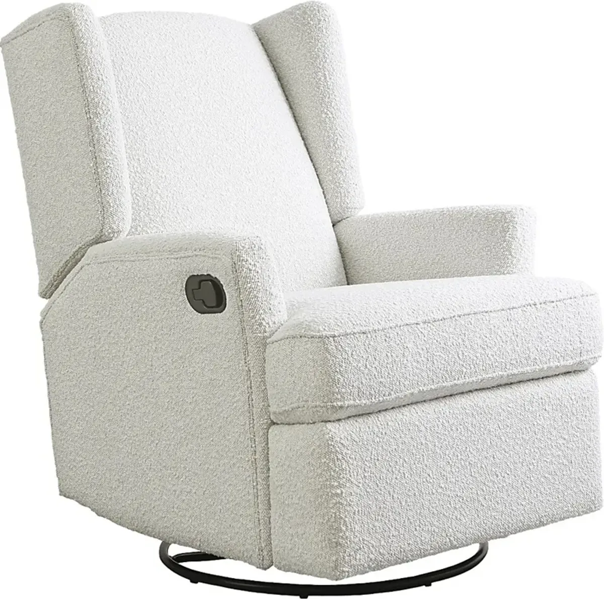 Nursery Alondria White Boucle Swivel Recliner