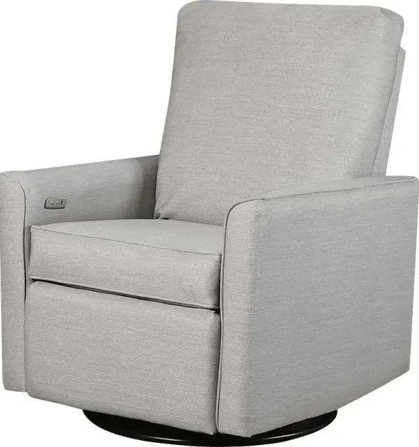 Nursery Winddon Gray Power Swivel Recliner
