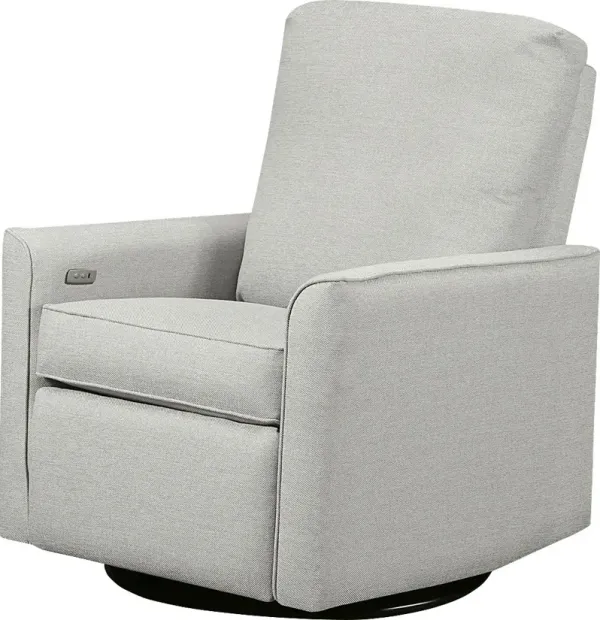 Nursery Winddon Light Gray Power Swivel Recliner