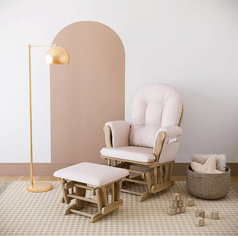 Nursery Vaibia Pink/Natural Glider & Ottoman