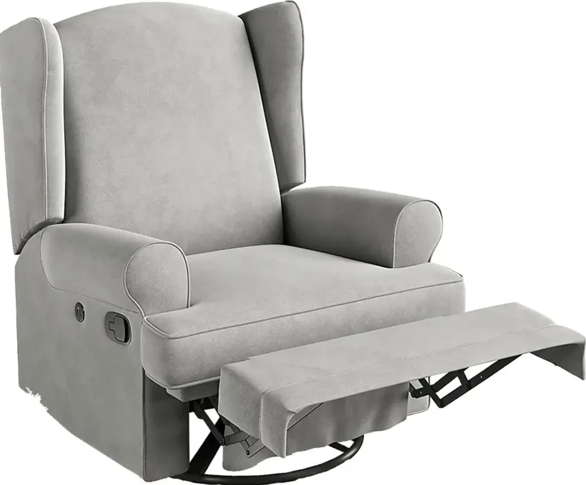 Nursery Taylan Gray Swivel Glider Recliner