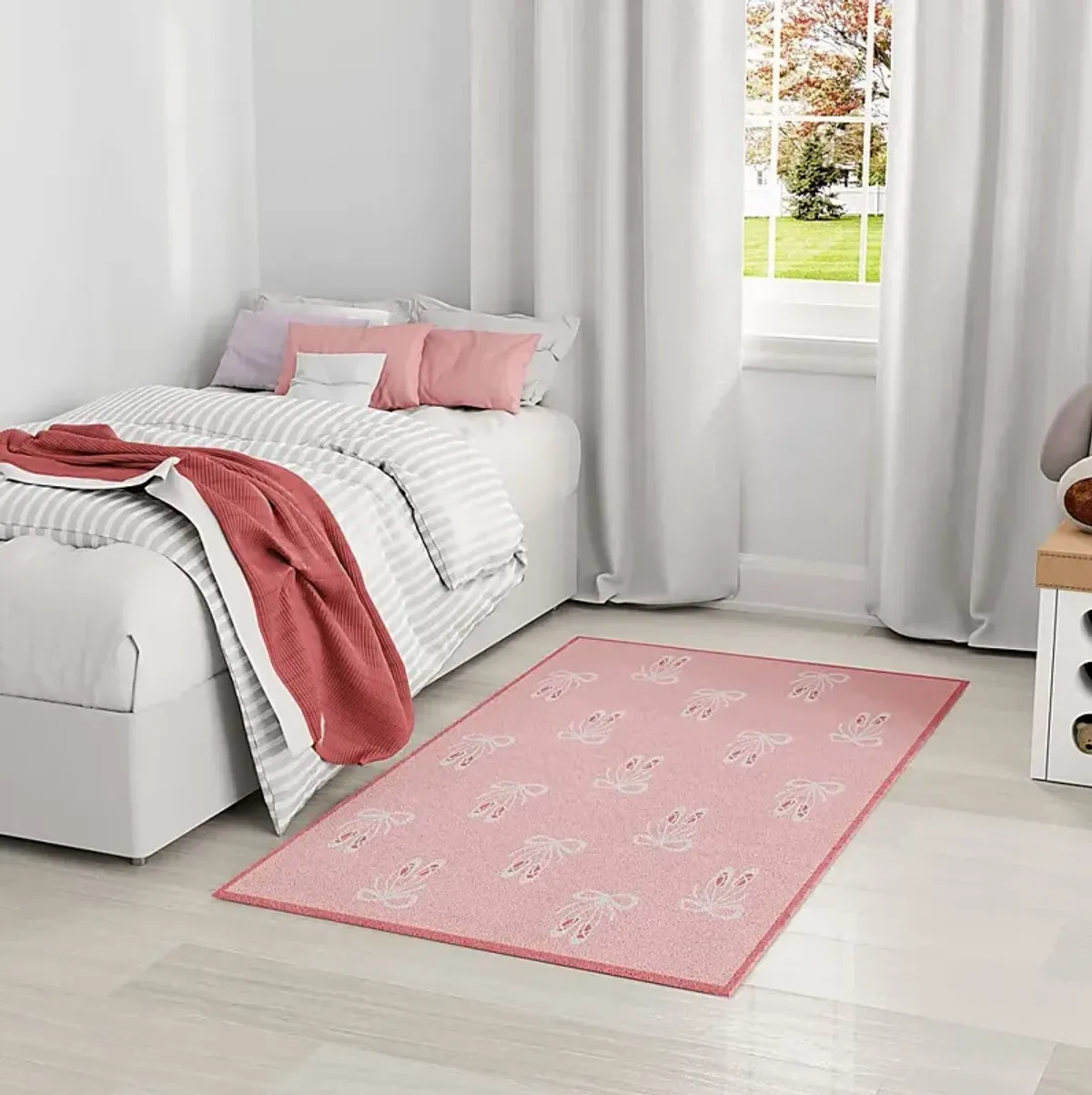 Kids Demure Bow Pink 3'5 x 5' Rug