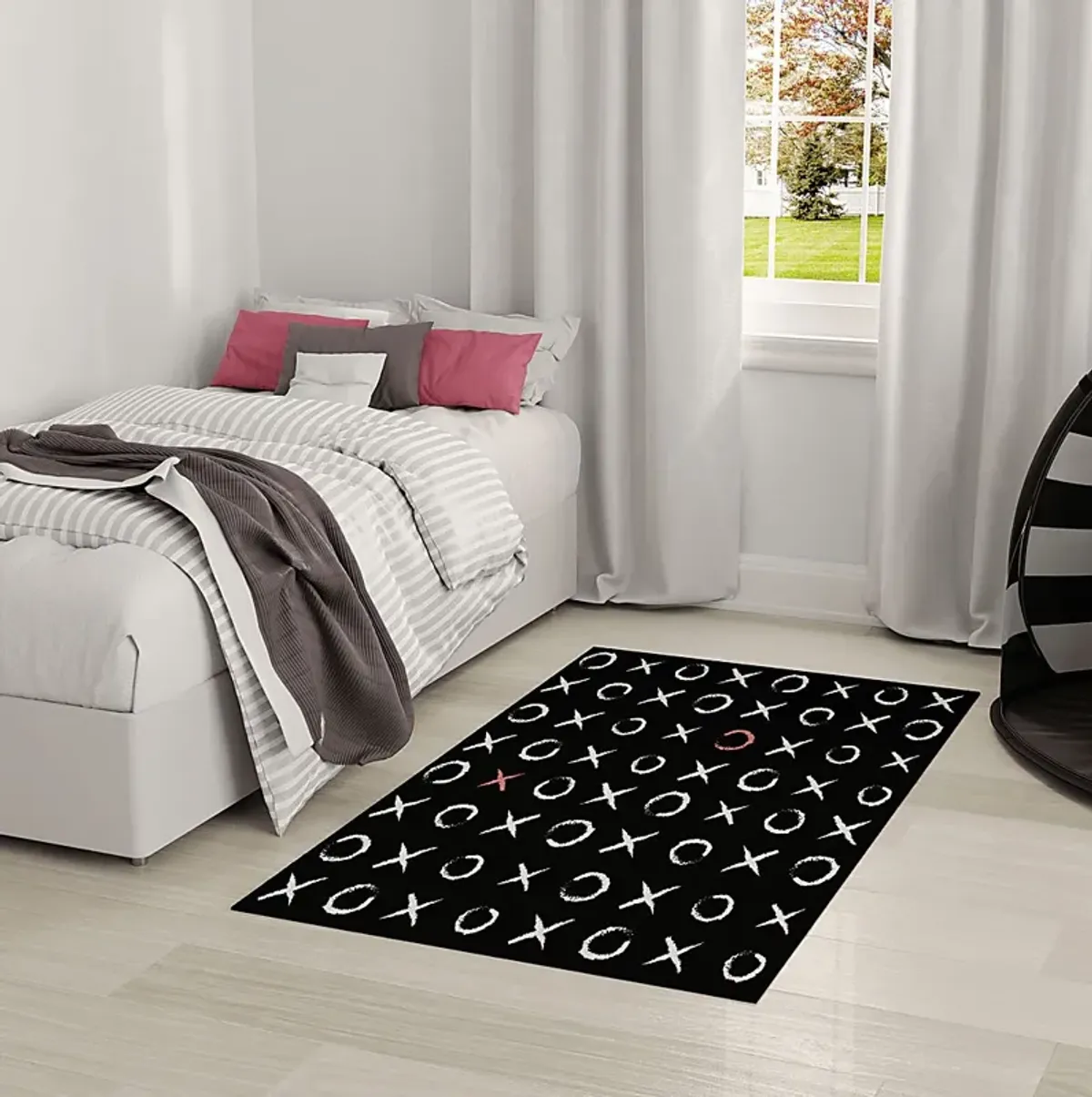 Kids Cute Hugs Black 3'5 x 5' Rug