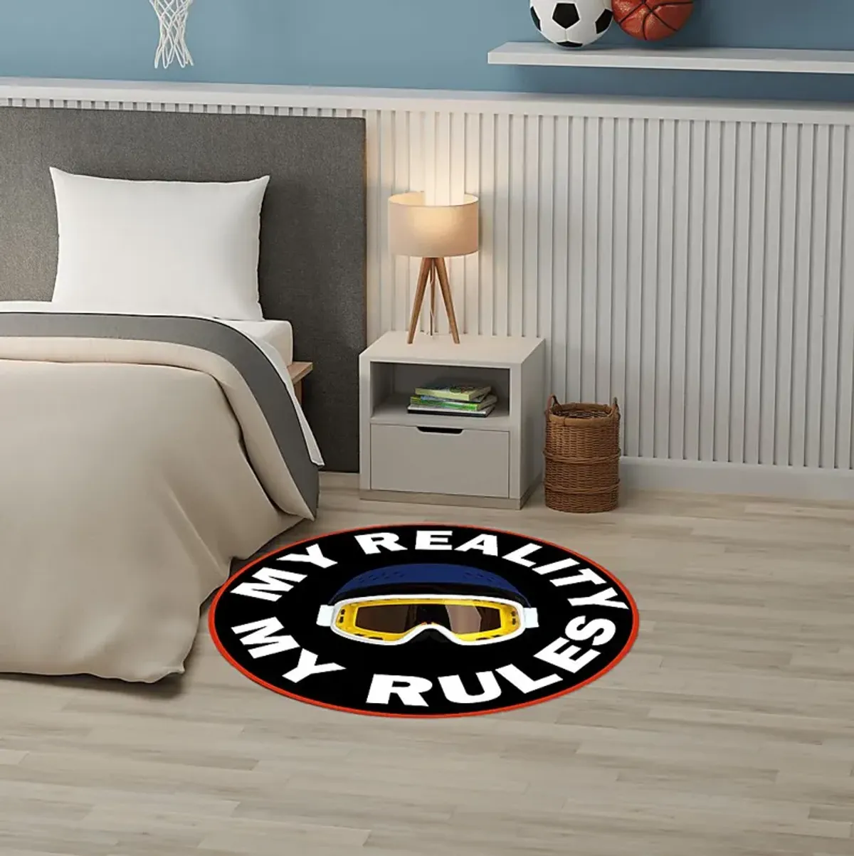 Kids Virtual Reality Navy 5' Round Rug