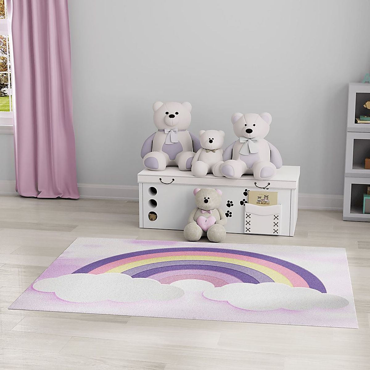 Kids Rainbow Whimsy Multi 3'5 x 5' Rug