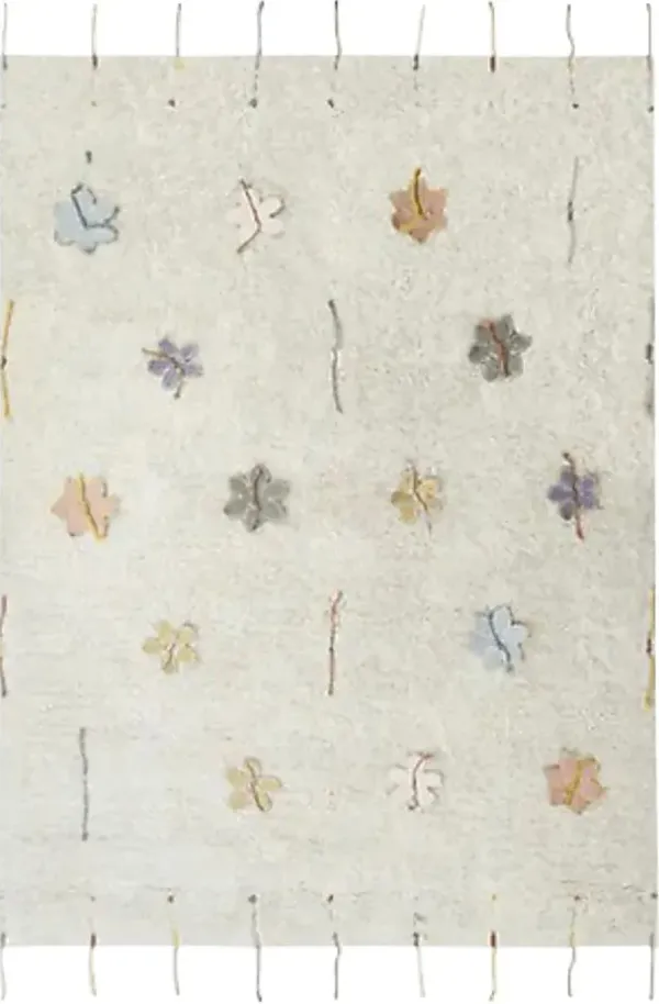 Kids Natural 4' x 5'3 Wildflowers Machine Washable Rug