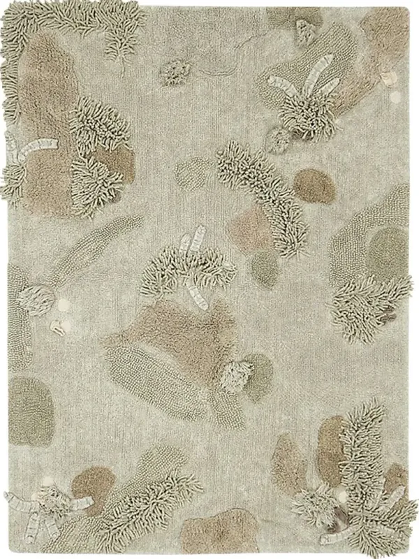 Kids Mushroom Forest Olive 4' x 5'3 Machine Washable Rug