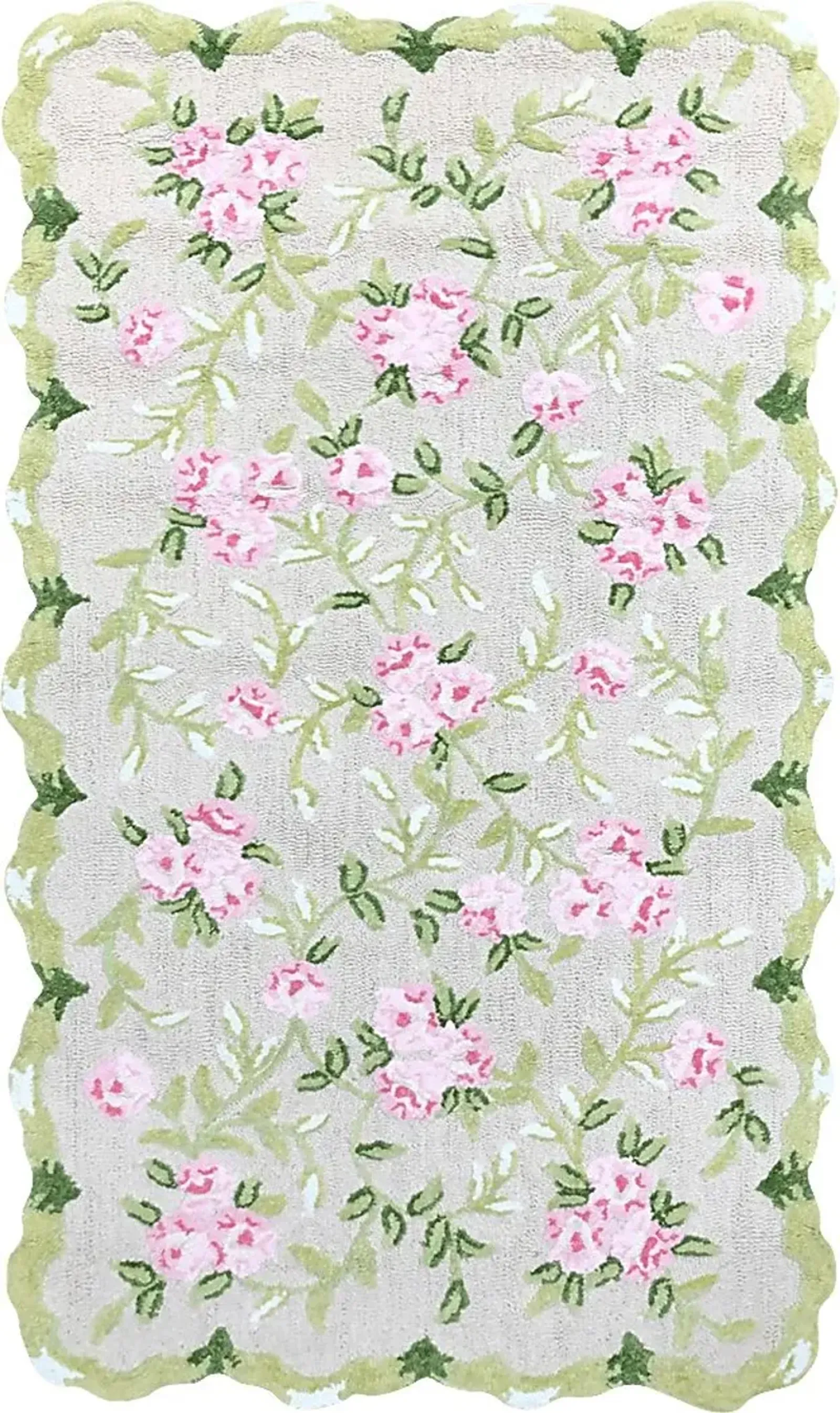 Kids Rose Garden Green 2'8 x 4'8 Rug