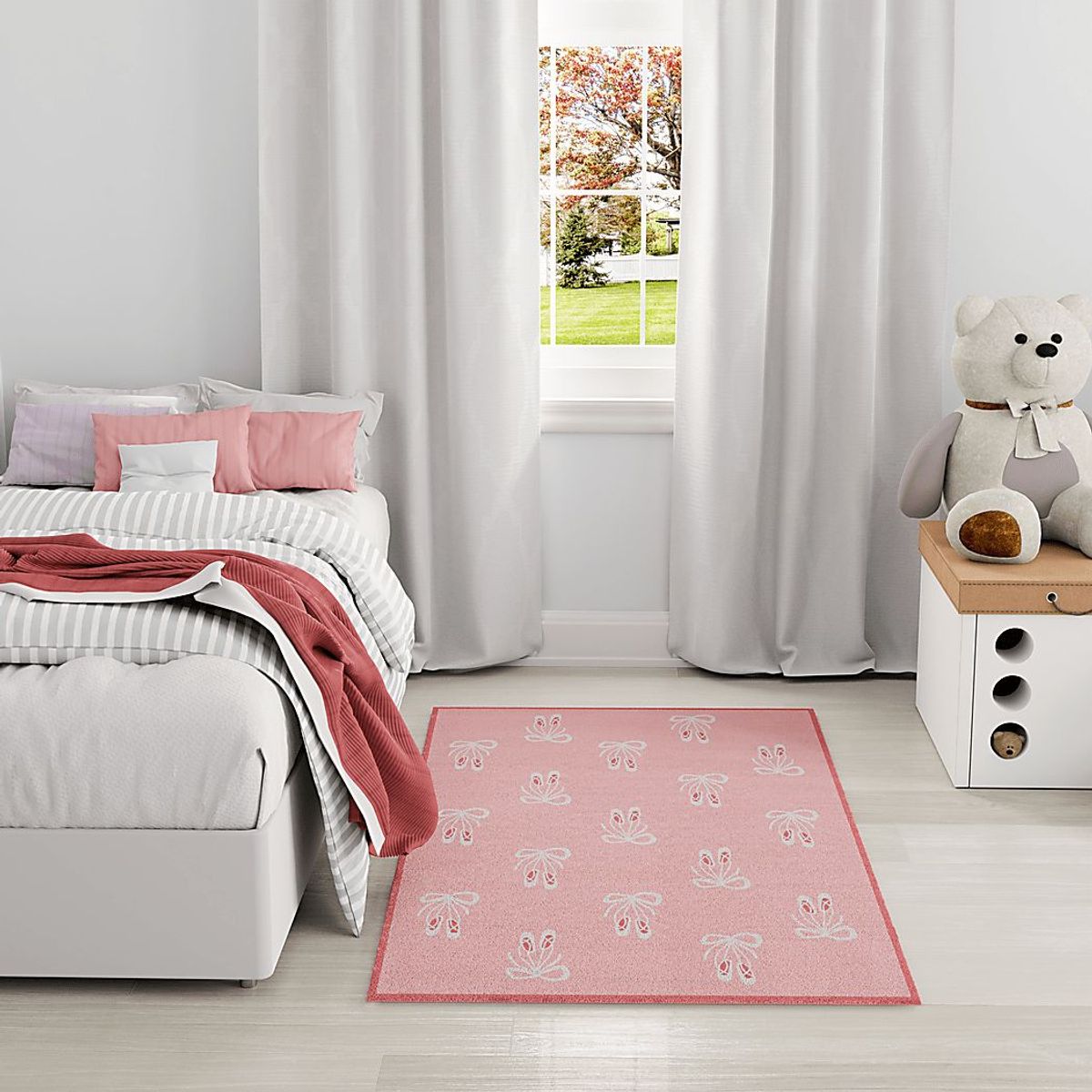 Kids Demure Bow Pink 4' x 6' Rug