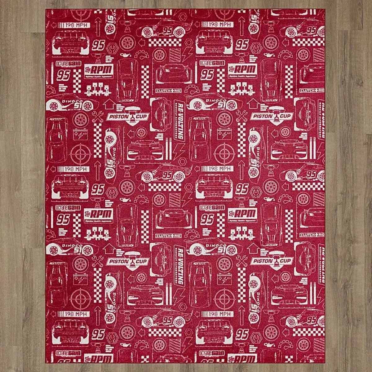 Kids Disney Piston Cup Red 3'4 x 5' Rug