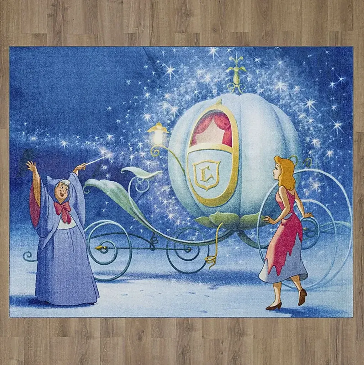 Kids Disney Magical Carriage Blue 3'4 x 5' Rug