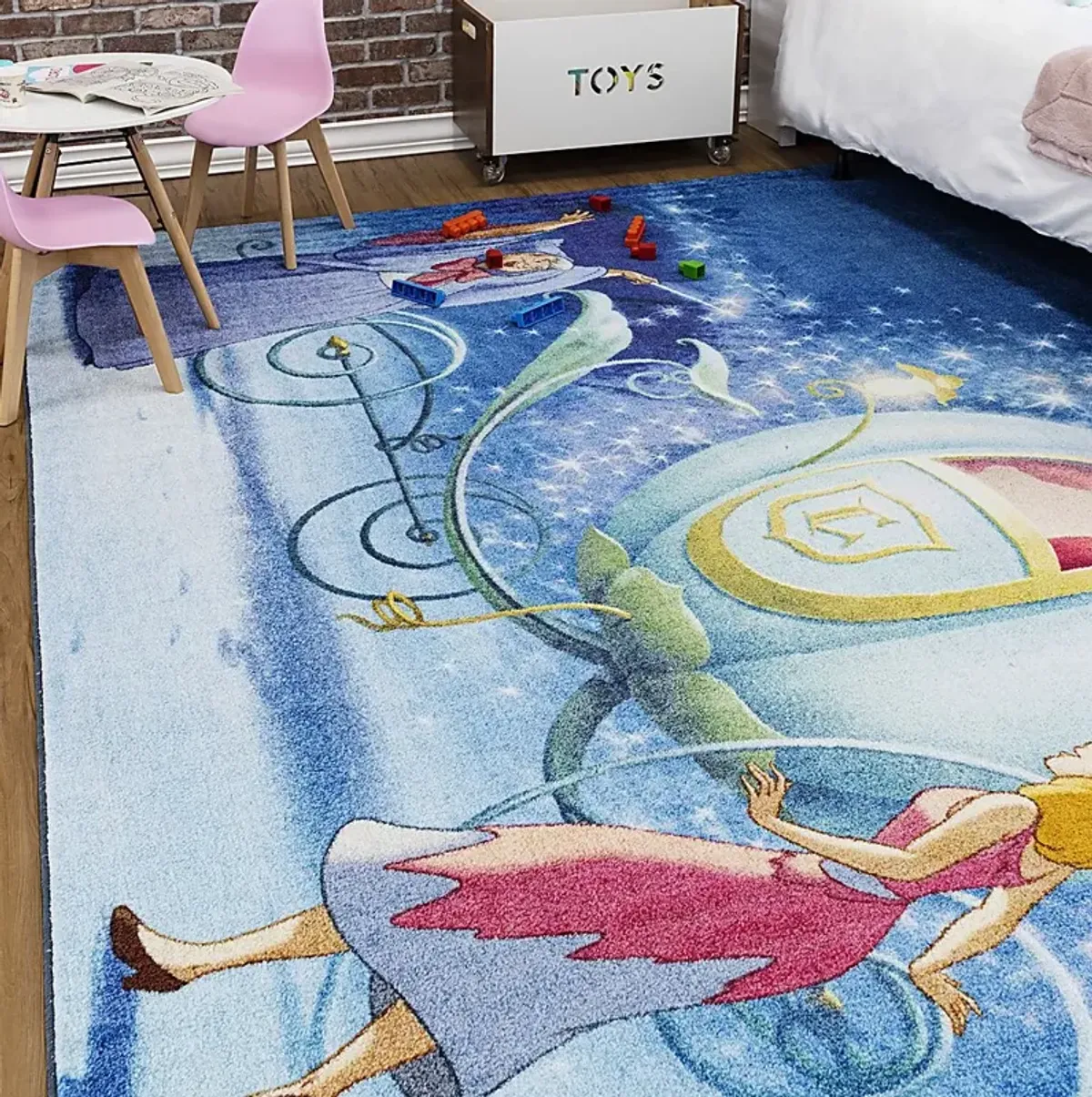 Kids Disney Magical Carriage Blue 3'4 x 5' Rug