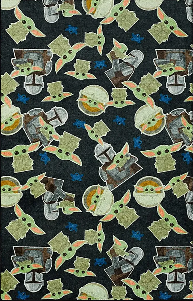 Disney's Star Wars Grogu Collage Black 3'5 x 5'2 Rug