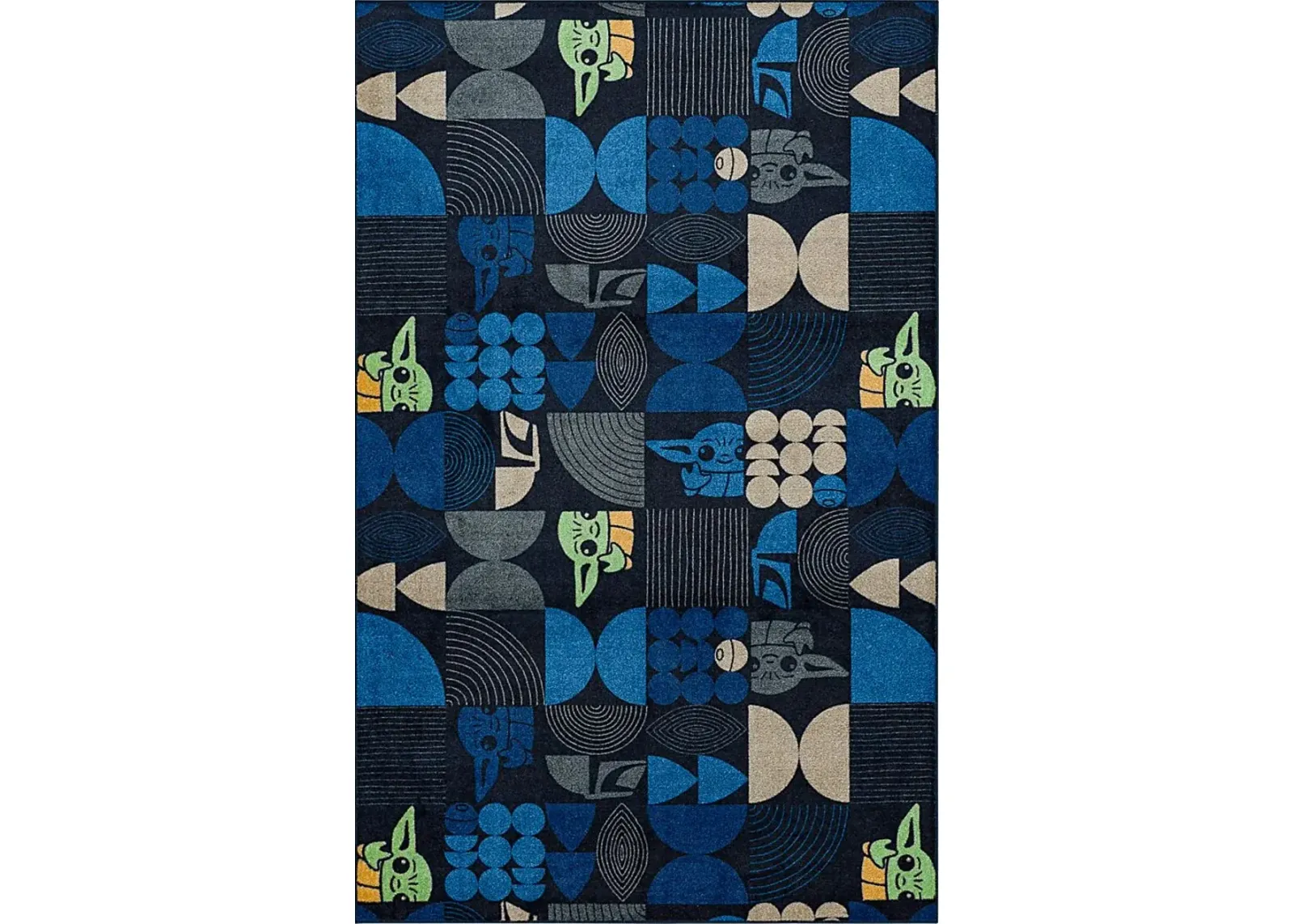 Kids Star Wars Grogu Mid Mod Navy 3'5 x 5'2 Rug