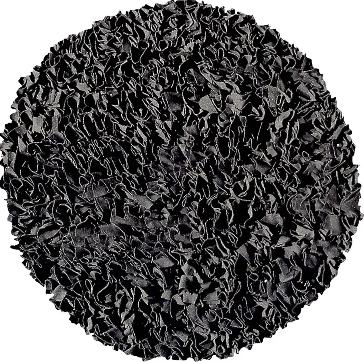 Kids Fuzzy Clouds Black 4' Round Rug