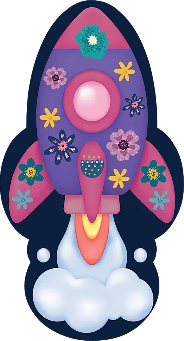 Kids Cosmo Shuttle Purple 5' x 7' Rug