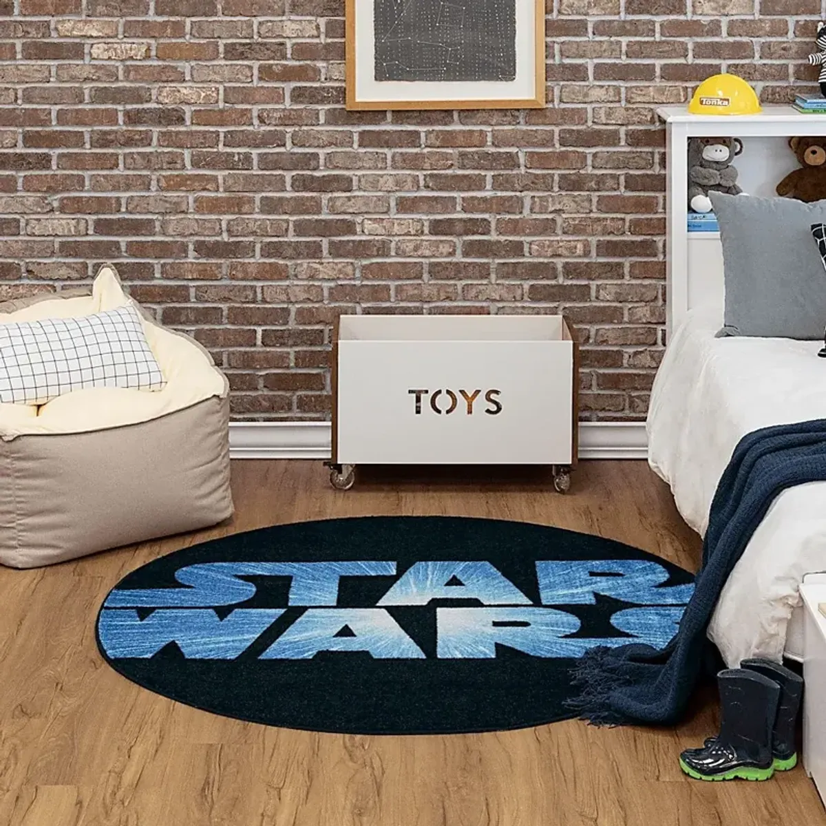 Kids Star Wars Force Black 5' Round Rug