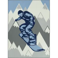 Kids Snowboard Adventures Blue 5' x 7' Rug