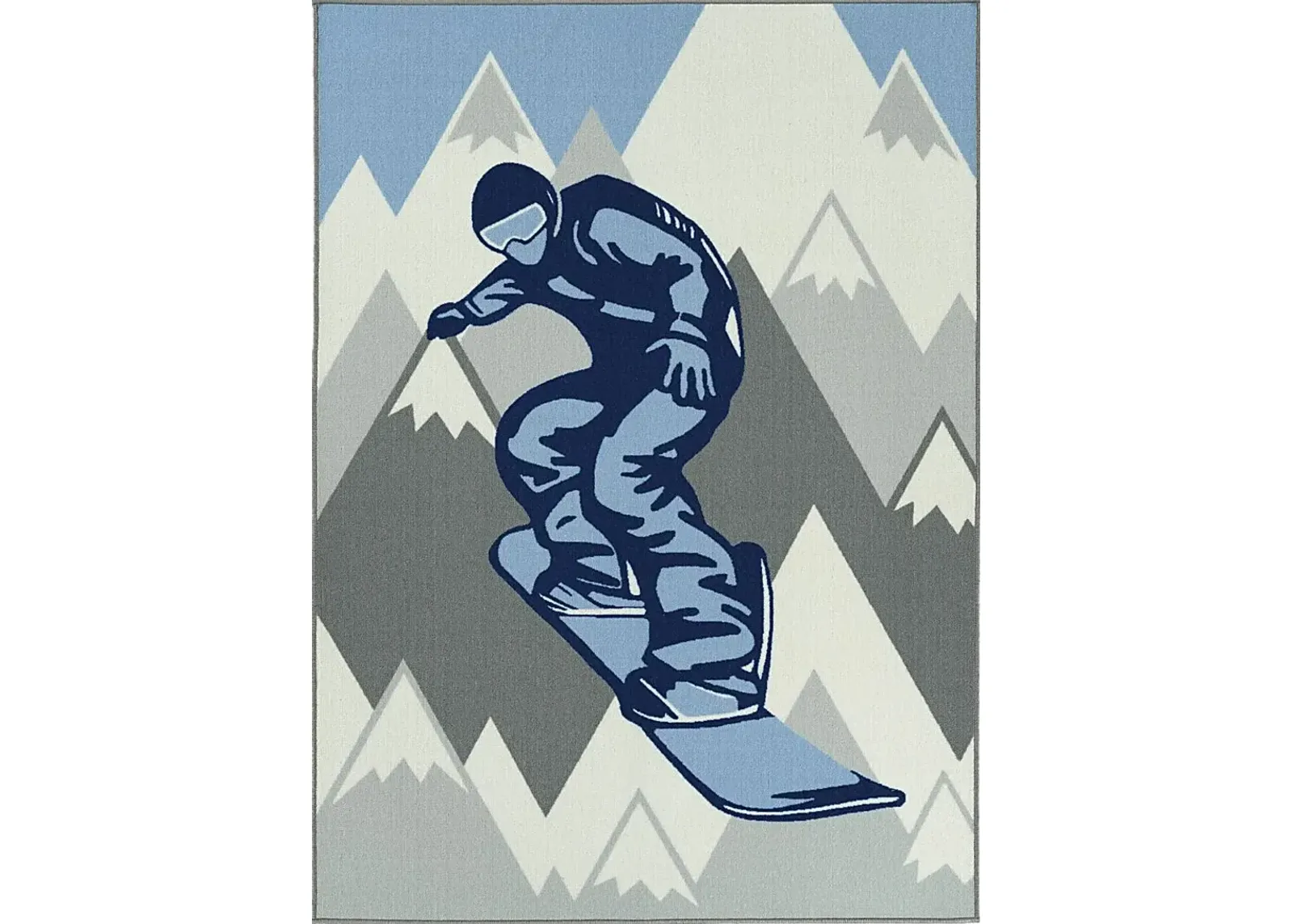 Kids Snowboard Adventures Blue 5' x 7' Rug