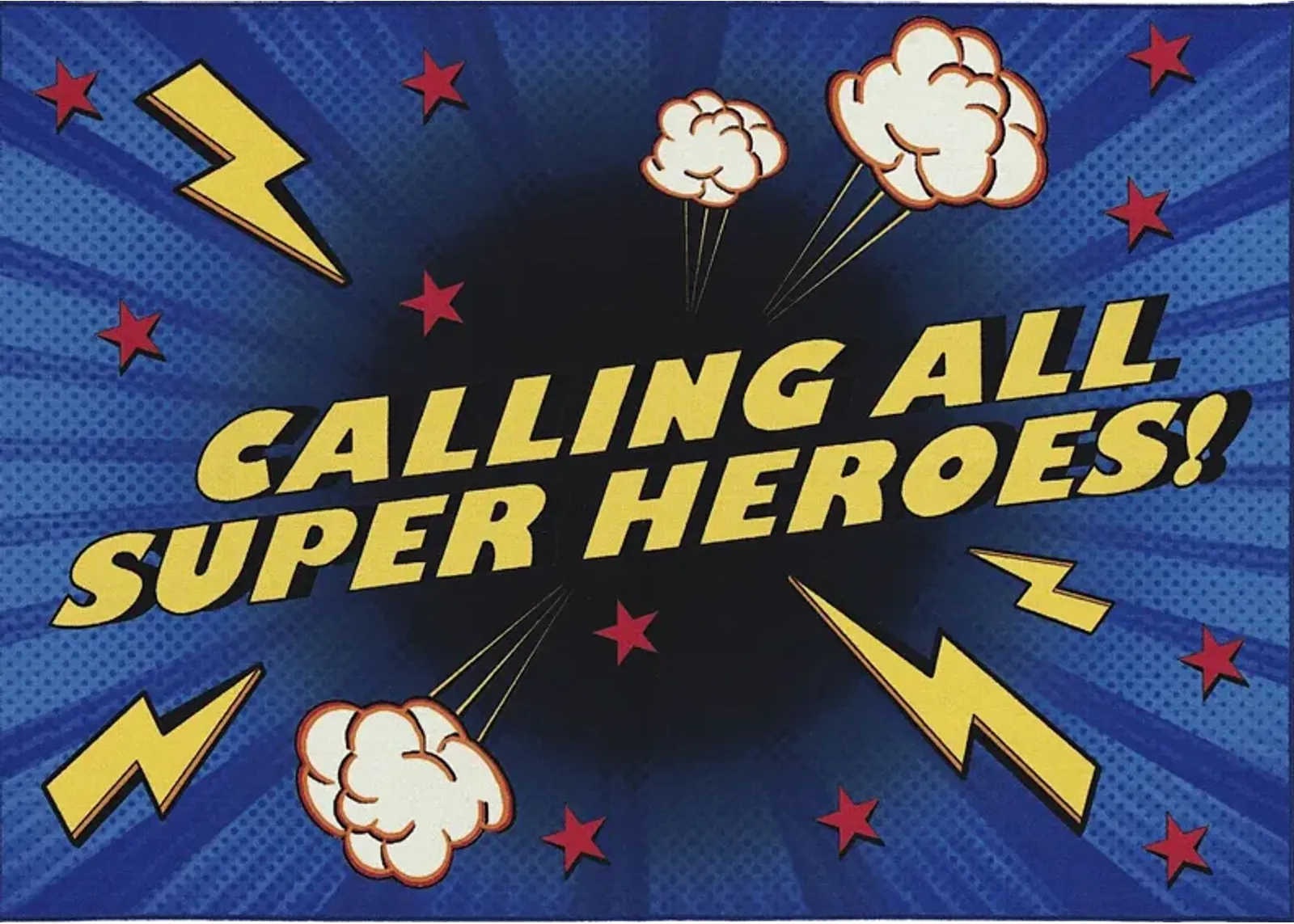 Kids Superhero Call Blue 5' x 7' Rug