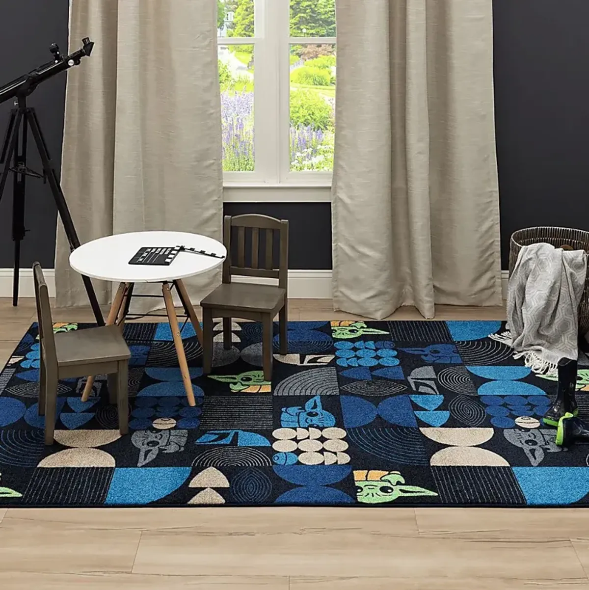 Kids Star Wars Grogu Mid Mod Navy 5' x 7' Rug