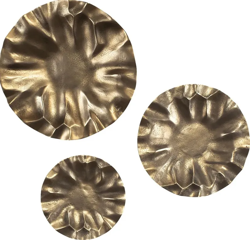 Karalina Gold Outdoor Wall Art, Set of 3