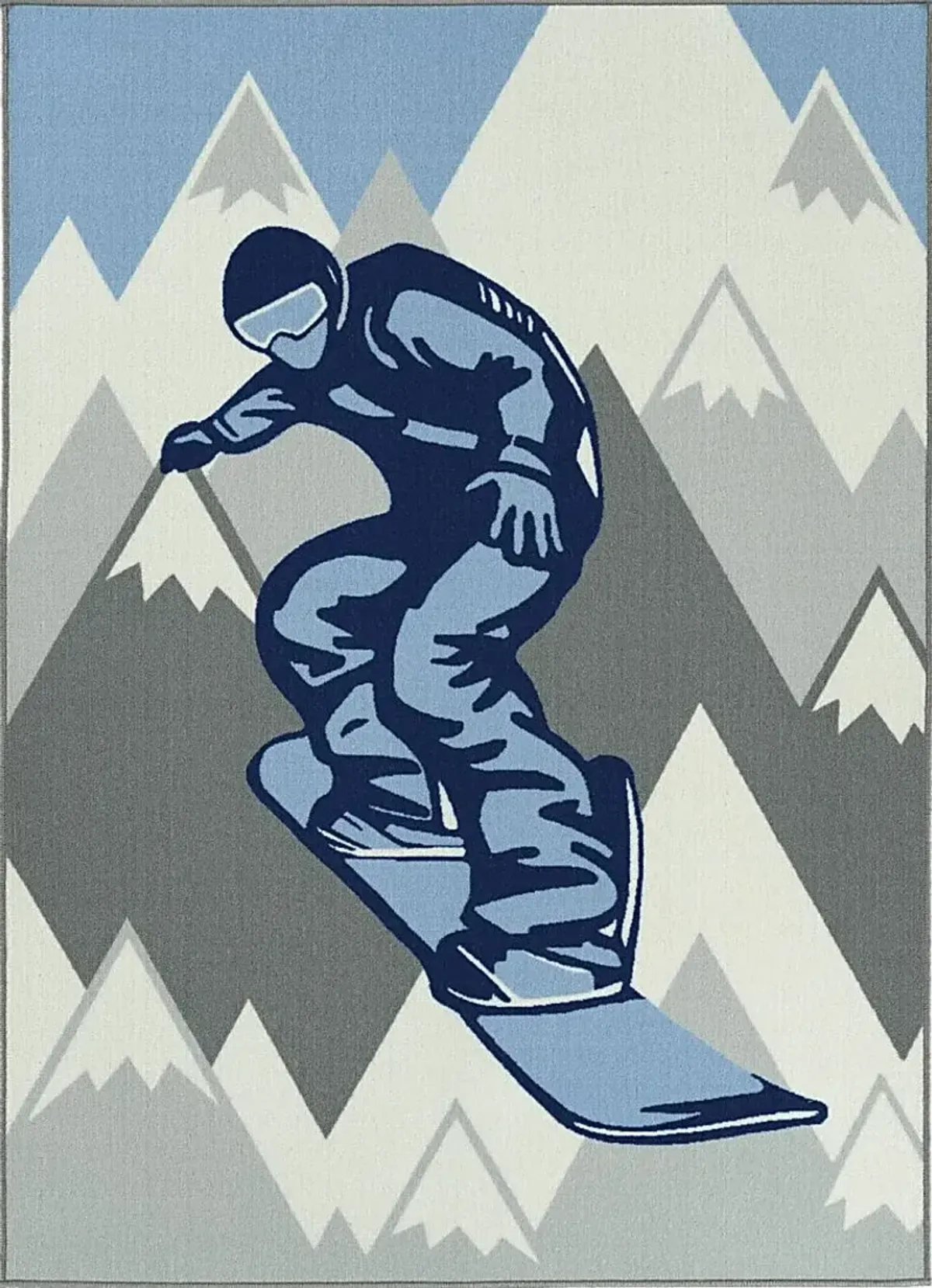 Kids Snowboard Adventures Blue 7' x 9' Rug