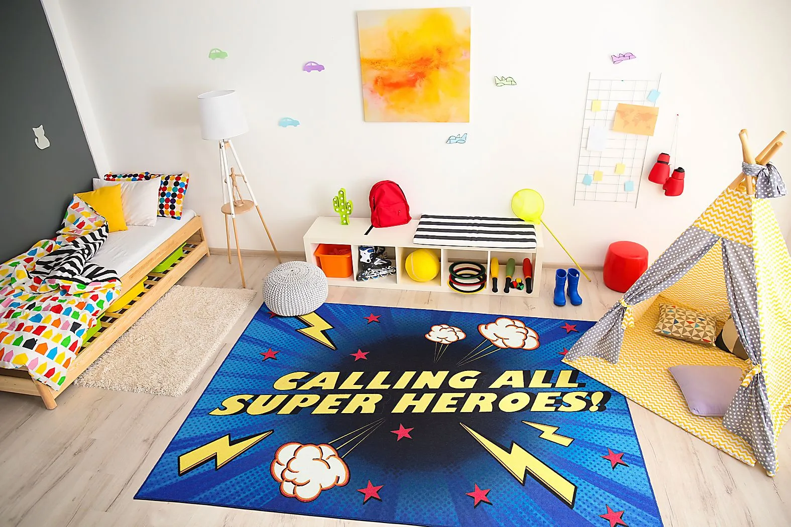 Kids Superhero Call Blue 7' x 9' Rug