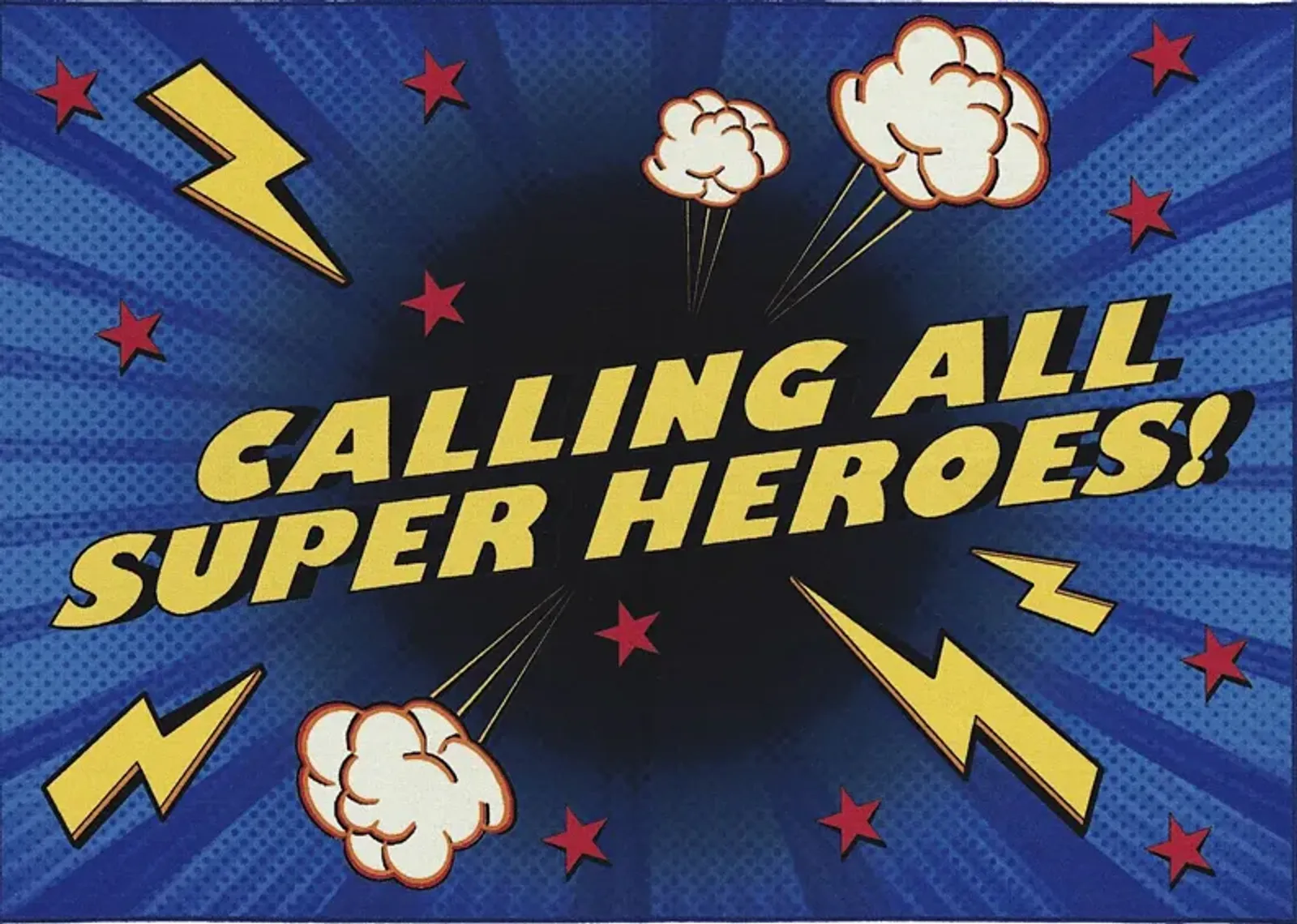 Kids Superhero Call Blue 7' x 9' Rug