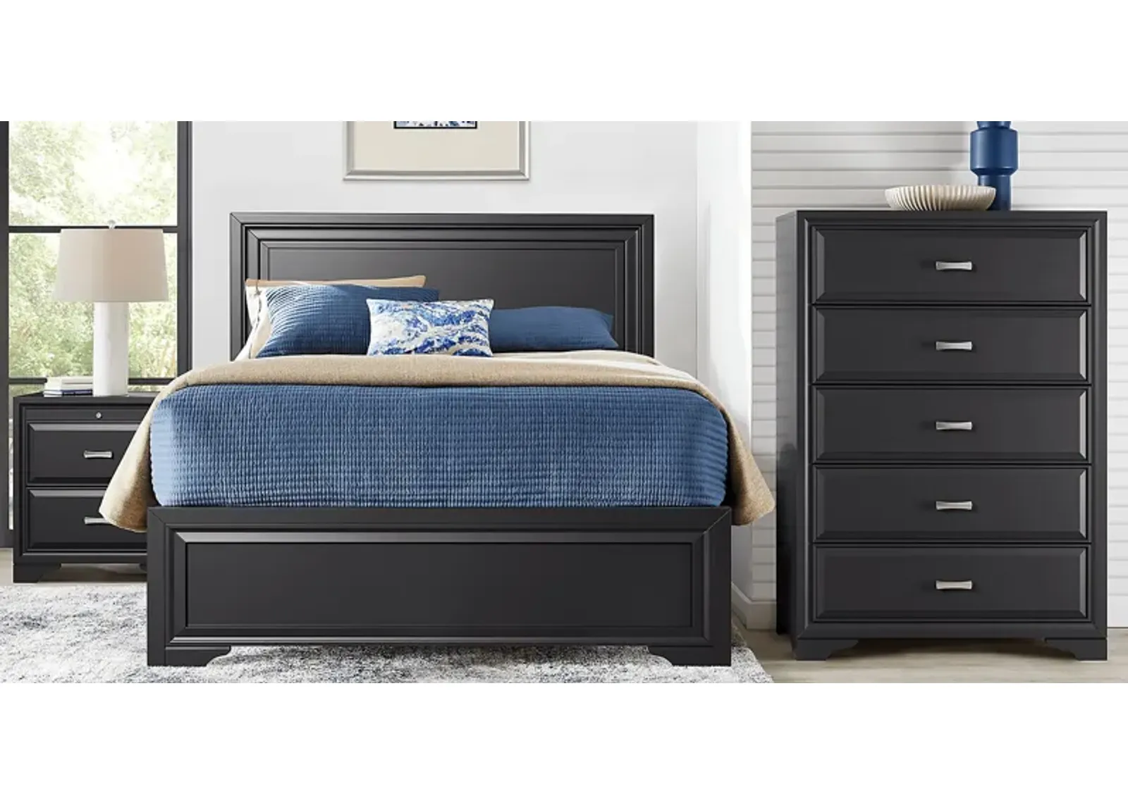 Belcourt Black 5 Pc Queen Panel Bedroom