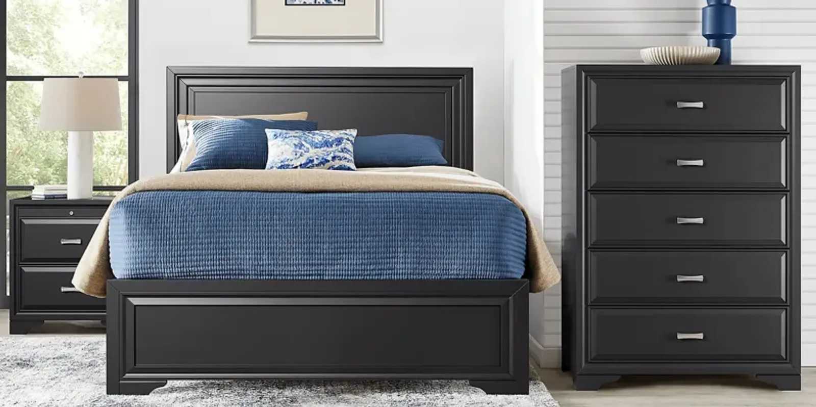 Belcourt Black 5 Pc Queen Panel Bedroom