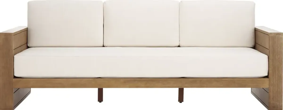 Irocana Natural Outdoor Sofa with Beige Cushions