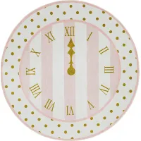 Kids Disney Cinderella Clock Light Pink 8' Round Rug