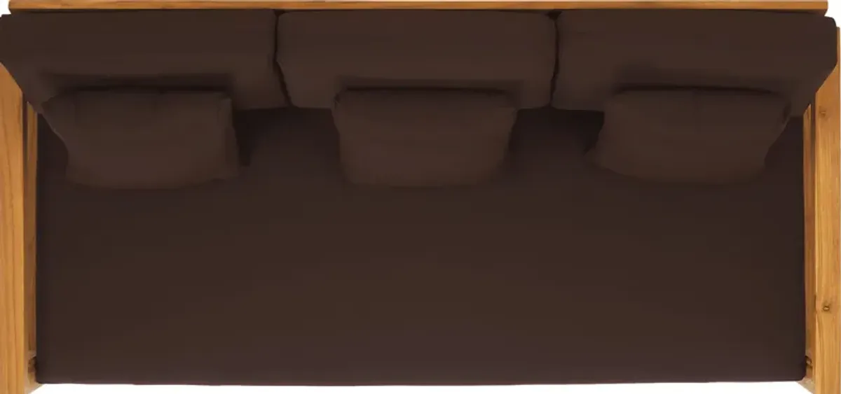 Burling Cay Natural Outdoor Sofa with Dark Brown Cushions
