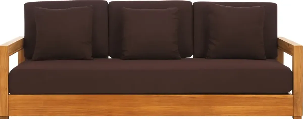 Burling Cay Natural Outdoor Sofa with Dark Brown Cushions