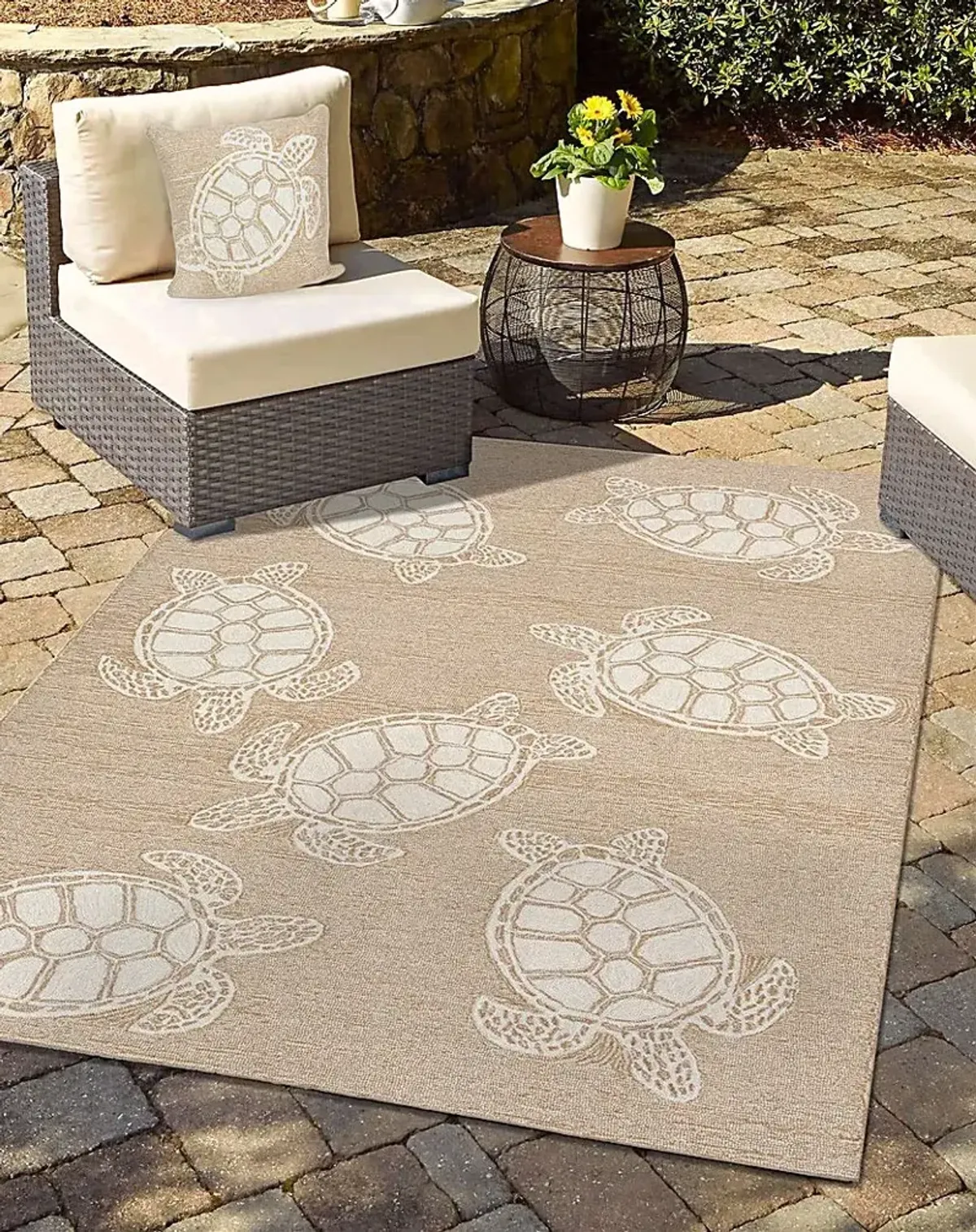 Turtle Cove Neutral Indoor/Outdoor Accent Pillow