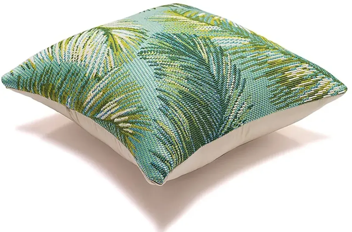 Frond Coast Aqua Indoor/Outdoor Accent Pillow