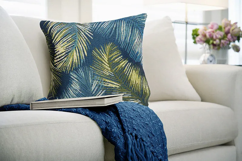 Frond Coast Navy Indoor/Outdoor Accent Pillow