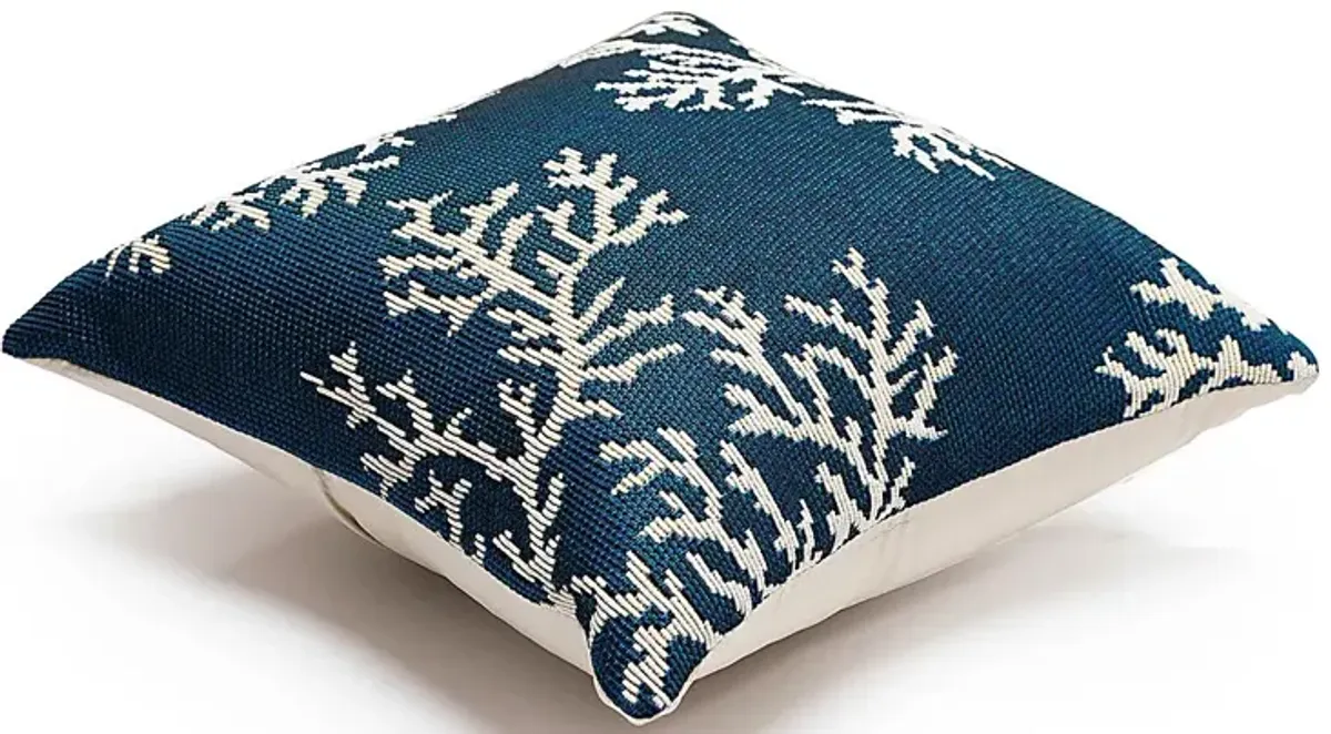 Coral Blossom Navy Indoor/Outdoor Accent Pillow