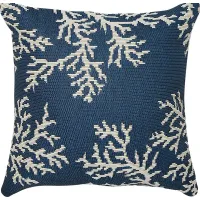 Coral Blossom Navy Indoor/Outdoor Accent Pillow