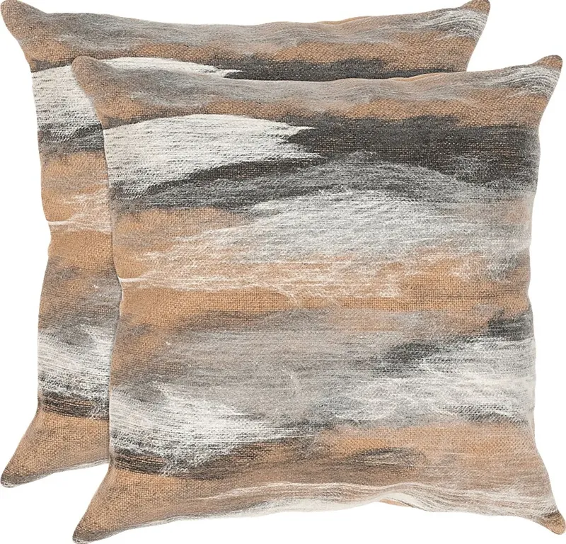 Graffolk Taupe Indoor/Outdoor Accent Pillow, Set of Two