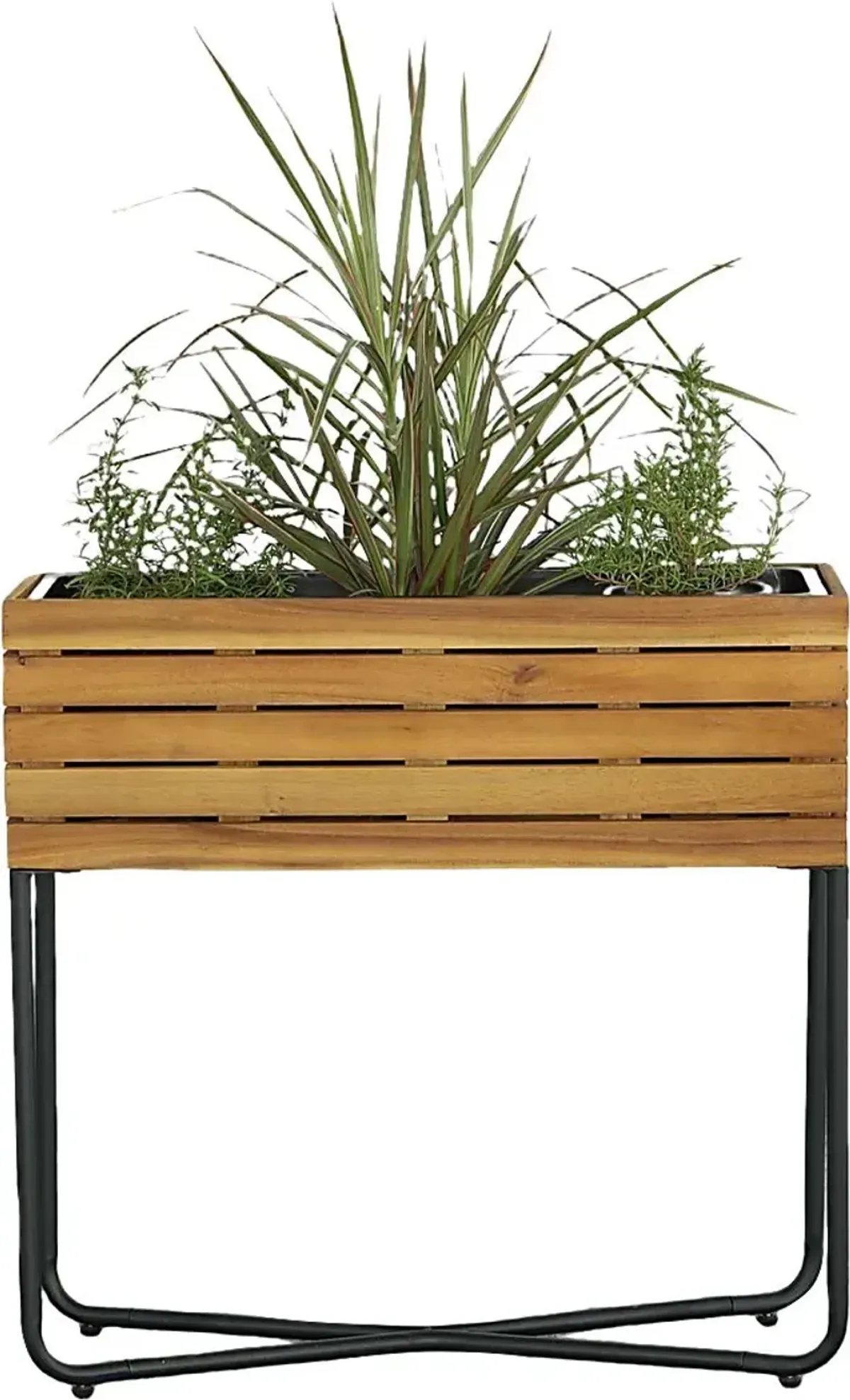 Outdoor Burgee Brown Rectangle Planter w/ Metal Legs