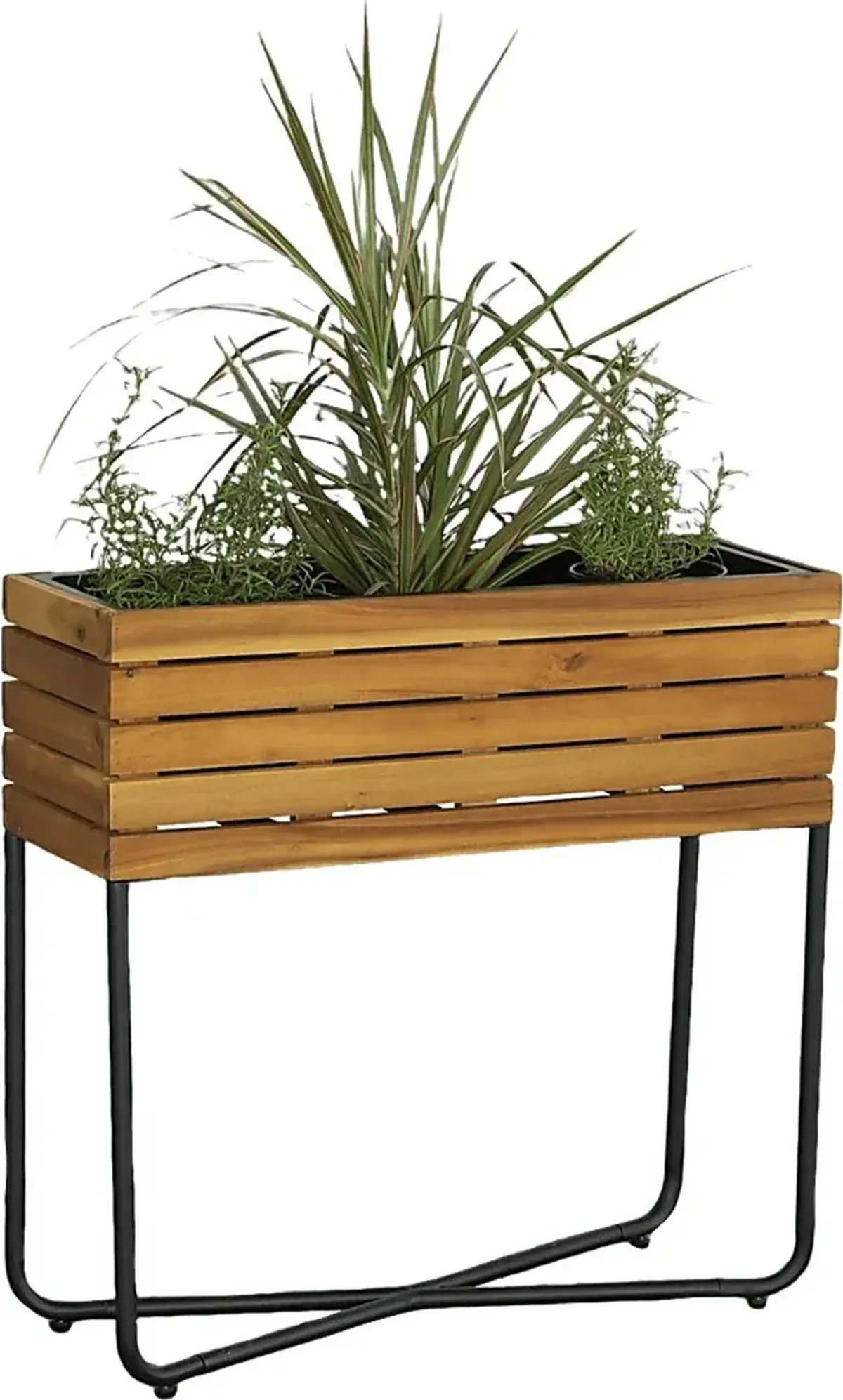 Outdoor Burgee Brown Rectangle Planter w/ Metal Legs