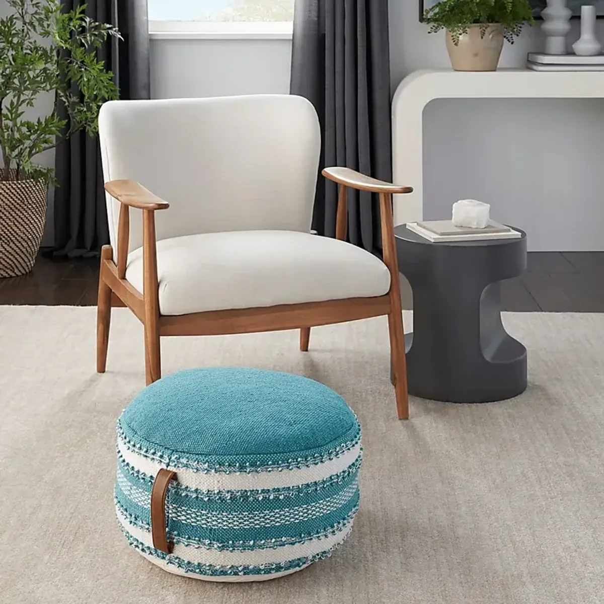 Windybay Turquoise Indoor/Outdoor Pouf