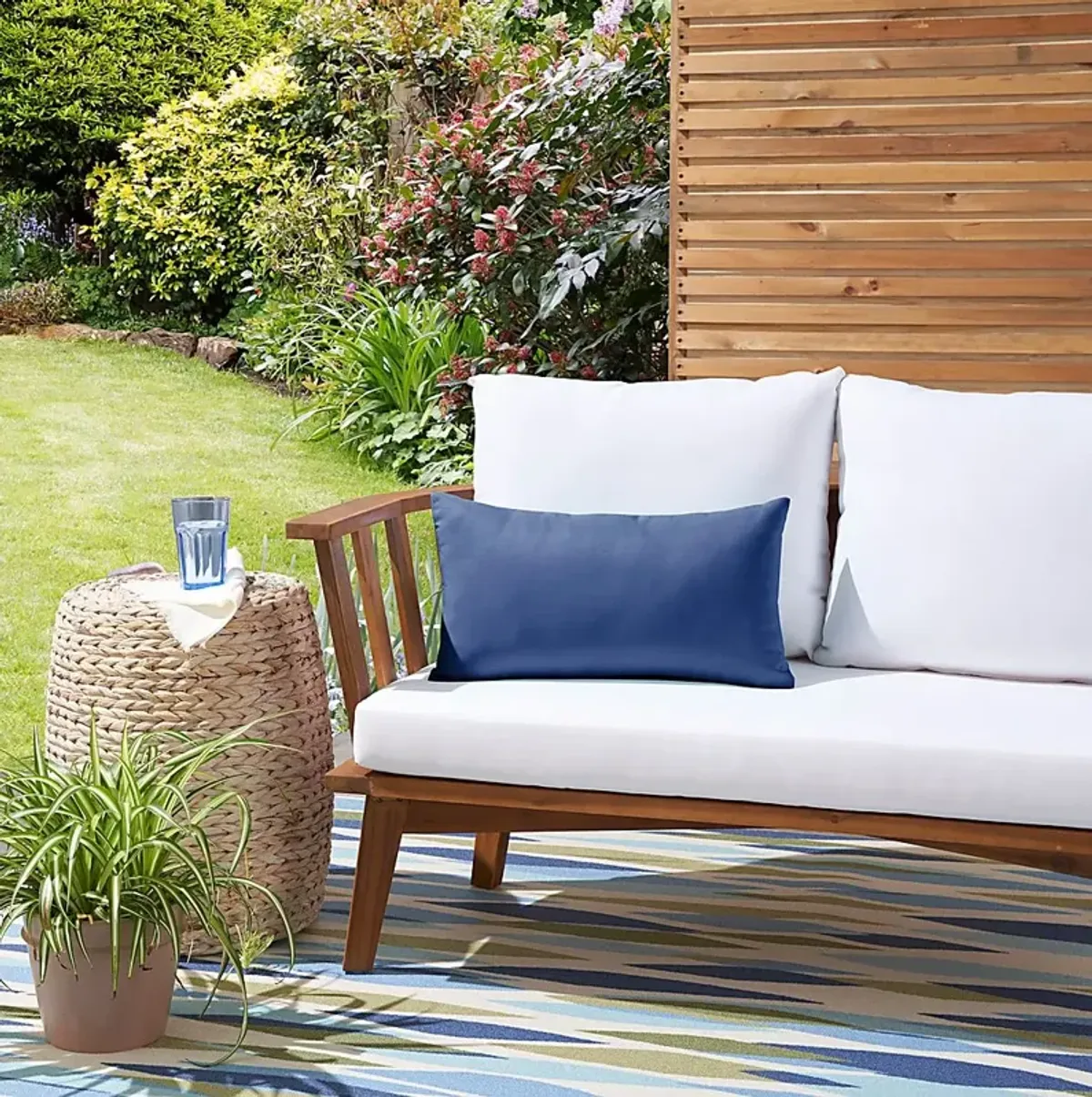 Torlana Navy Indoor/Outdoor Lumbar Pillow