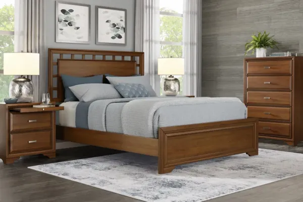 Small Spaces Belcourt Cherry 5 Pc Queen Lattice Bedroom