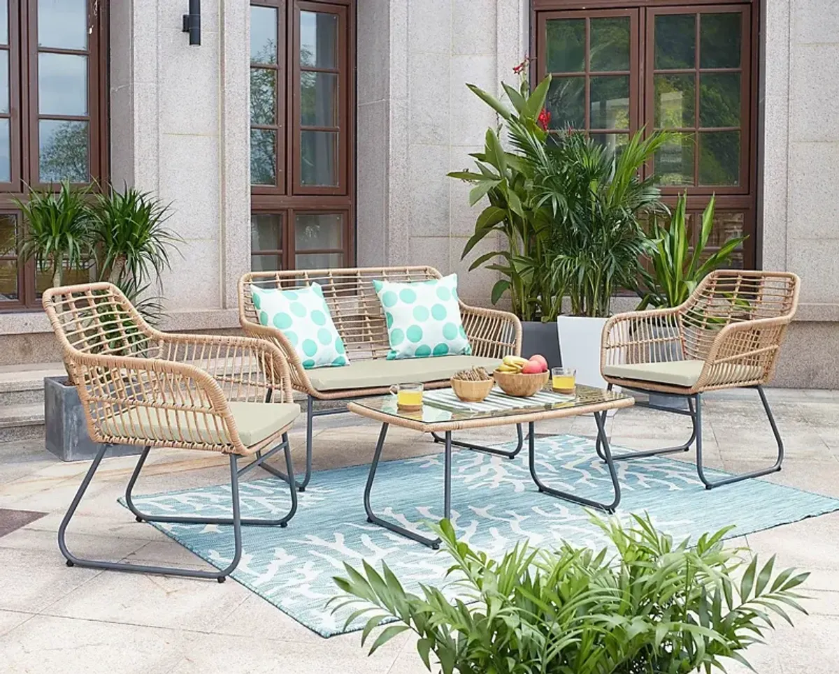 Outdoor Brahmay Cream 4 Pc Conversation Set