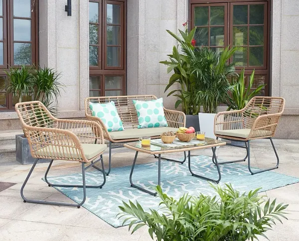 Outdoor Brahmay Cream 4 Pc Conversation Set