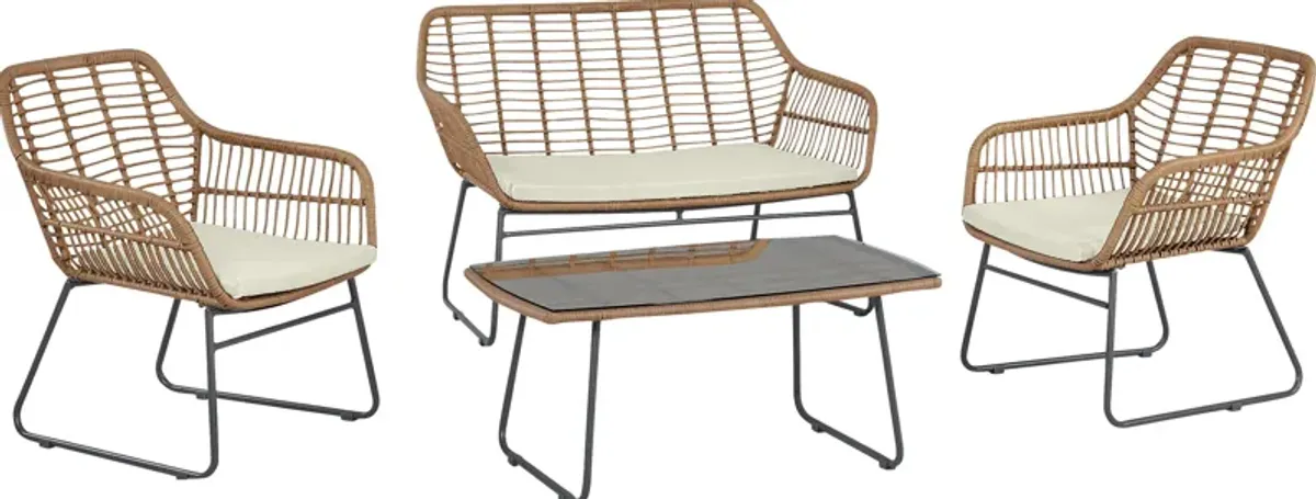 Outdoor Brahmay Cream 4 Pc Conversation Set